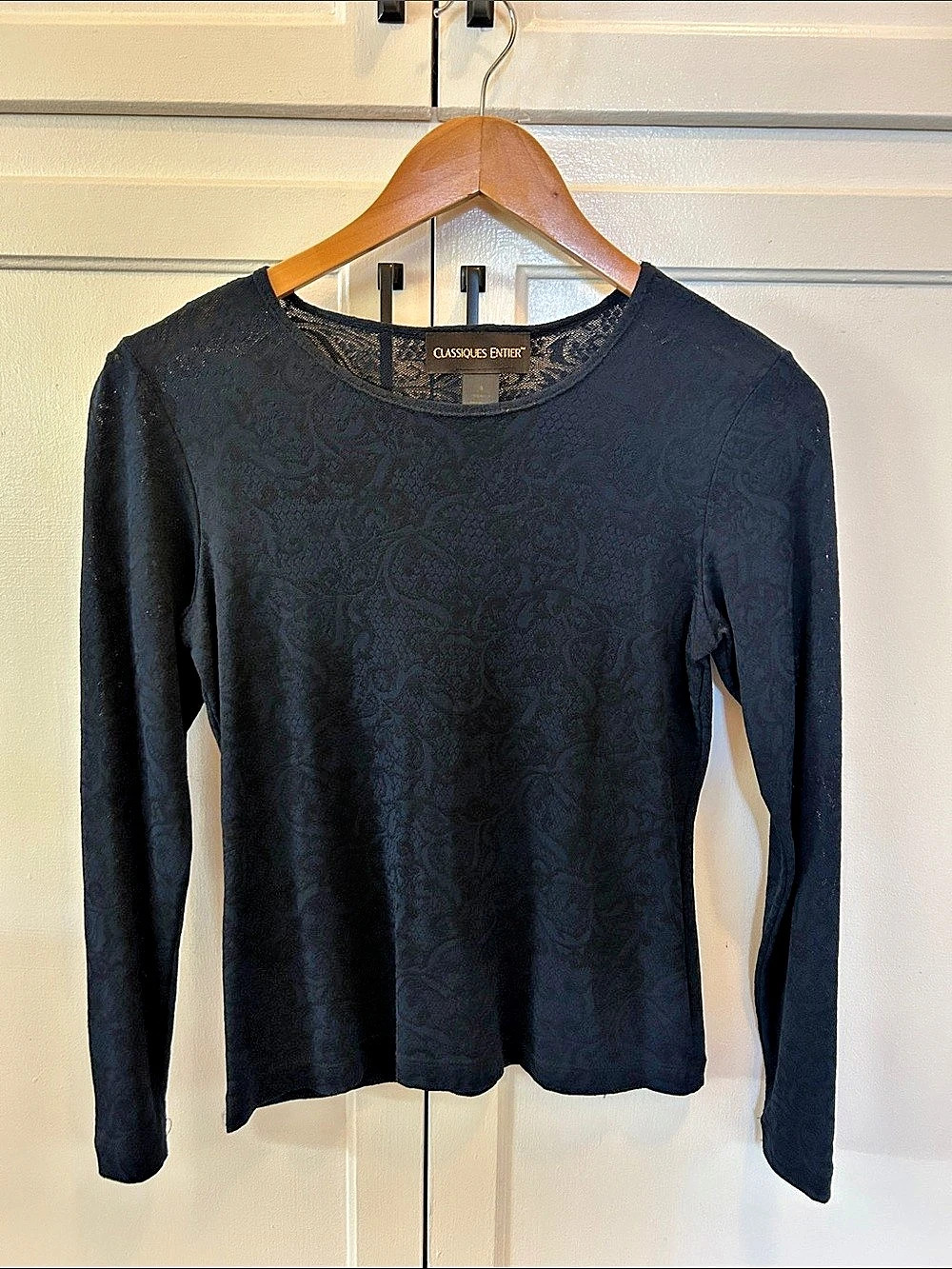 Classiques Enter Floral Long Sleeve Top in Navy Size Small